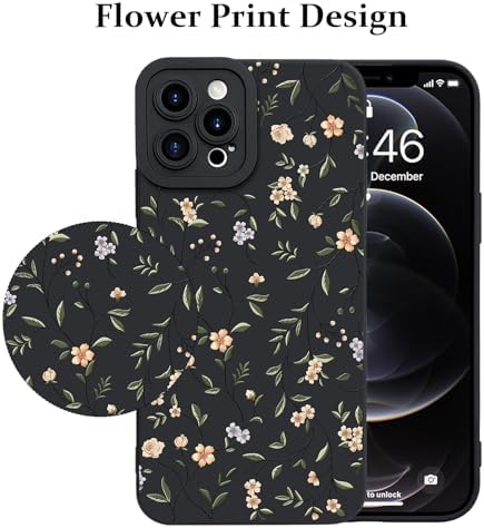 LSL Funda para iPhone 13, diseño de flores moradas, diseño de estampado de flores, TPU suave, lente de cámara completa, anti-caídas, antiarañazos, a prueba de golpes, funda protectora delgada para