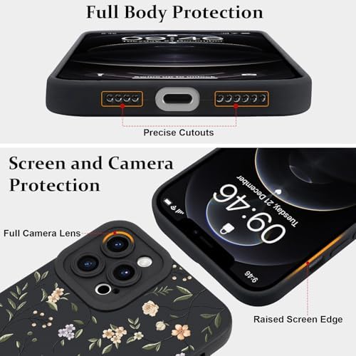 LSL Funda para iPhone 13, diseño de flores moradas, diseño de estampado de flores, TPU suave, lente de cámara completa, anti-caídas, antiarañazos, a prueba de golpes, funda protectora delgada para