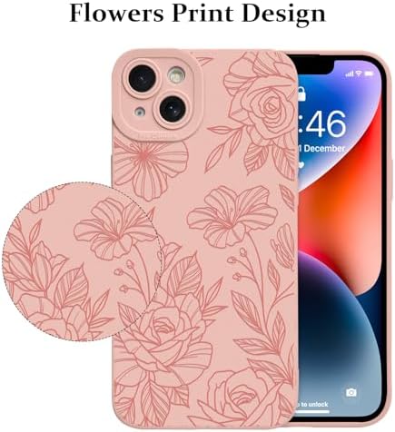 LSL Funda para iPhone 13, diseño de flores moradas, diseño de estampado de flores, TPU suave, lente de cámara completa, anti-caídas, antiarañazos, a prueba de golpes, funda protectora delgada para