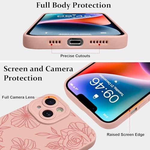 LSL Funda para iPhone 13, diseño de flores moradas, diseño de estampado de flores, TPU suave, lente de cámara completa, anti-caídas, antiarañazos, a prueba de golpes, funda protectora delgada para