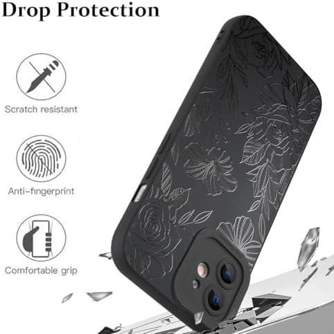 LSL Funda para iPhone 13, diseño de flores moradas, diseño de estampado de flores, TPU suave, lente de cámara completa, anti-caídas, antiarañazos, a prueba de golpes, funda protectora delgada para
