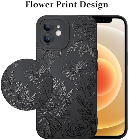 LSL Funda para iPhone 13, diseño de flores moradas, diseño de estampado de flores, TPU suave, lente de cámara completa, anti-caídas, antiarañazos, a prueba de golpes, funda protectora delgada para