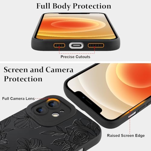 LSL Funda para iPhone 13, diseño de flores moradas, diseño de estampado de flores, TPU suave, lente de cámara completa, anti-caídas, antiarañazos, a prueba de golpes, funda protectora delgada para