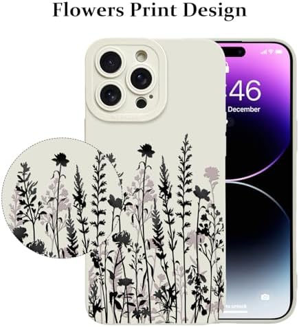 LSL Funda para iPhone 13, diseño de flores moradas, diseño de estampado de flores, TPU suave, lente de cámara completa, anti-caídas, antiarañazos, a prueba de golpes, funda protectora delgada para