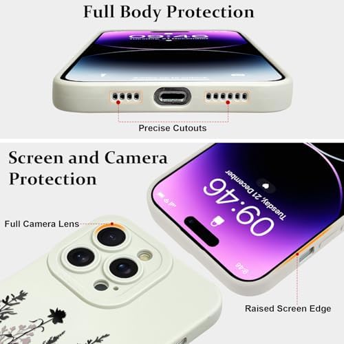 LSL Funda para iPhone 13, diseño de flores moradas, diseño de estampado de flores, TPU suave, lente de cámara completa, anti-caídas, antiarañazos, a prueba de golpes, funda protectora delgada para