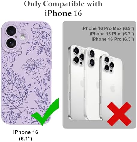 LSL Funda para iPhone 13, diseño de flores moradas, diseño de estampado de flores, TPU suave, lente de cámara completa, anti-caídas, antiarañazos, a prueba de golpes, funda protectora delgada para
