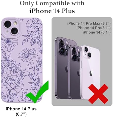 LSL Funda para iPhone 13, diseño de flores moradas, diseño de estampado de flores, TPU suave, lente de cámara completa, anti-caídas, antiarañazos, a prueba de golpes, funda protectora delgada para