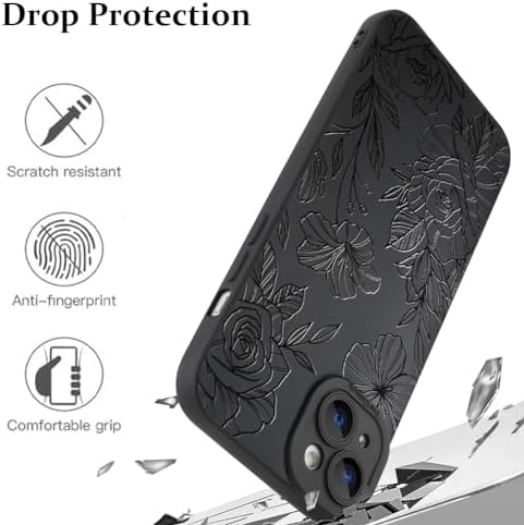LSL Funda para iPhone 13, diseño de flores moradas, diseño de estampado de flores, TPU suave, lente de cámara completa, anti-caídas, antiarañazos, a prueba de golpes, funda protectora delgada para