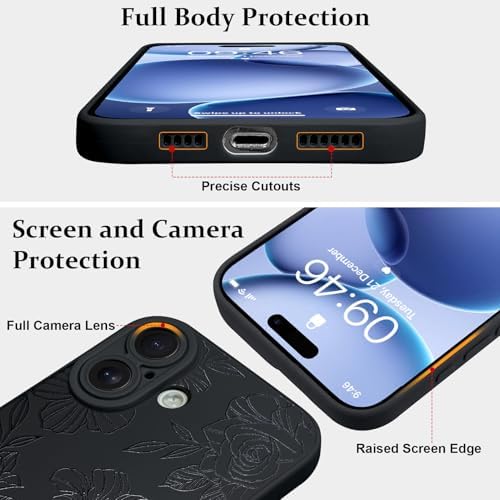 LSL Funda para iPhone 13, diseño de flores moradas, diseño de estampado de flores, TPU suave, lente de cámara completa, anti-caídas, antiarañazos, a prueba de golpes, funda protectora delgada para