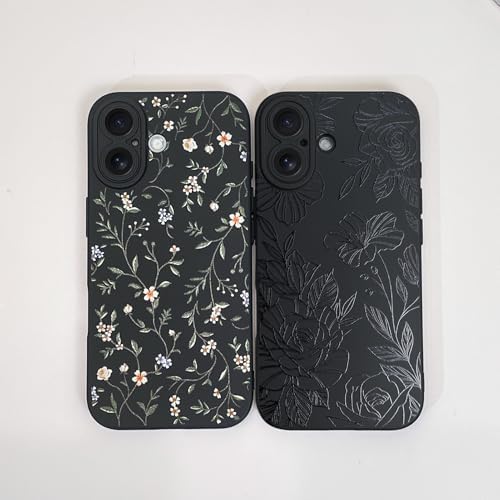 LSL Funda para iPhone 13, diseño de flores moradas, diseño de estampado de flores, TPU suave, lente de cámara completa, anti-caídas, antiarañazos, a prueba de golpes, funda protectora delgada para