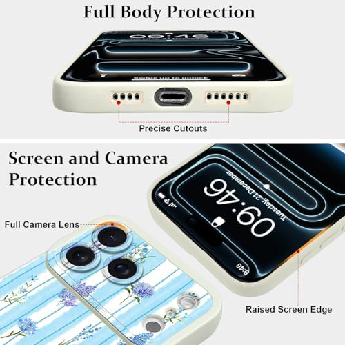 LSL Funda para iPhone 13, diseño de flores moradas, diseño de estampado de flores, TPU suave, lente de cámara completa, anti-caídas, antiarañazos, a prueba de golpes, funda protectora delgada para