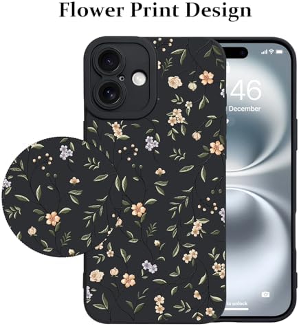 LSL Funda para iPhone 13, diseño de flores moradas, diseño de estampado de flores, TPU suave, lente de cámara completa, anti-caídas, antiarañazos, a prueba de golpes, funda protectora delgada para