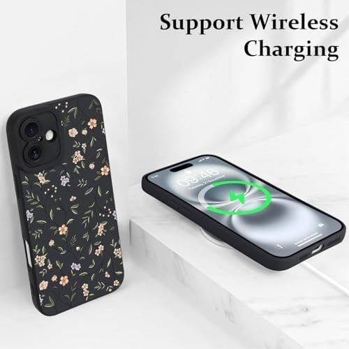 LSL Funda para iPhone 13, diseño de flores moradas, diseño de estampado de flores, TPU suave, lente de cámara completa, anti-caídas, antiarañazos, a prueba de golpes, funda protectora delgada para