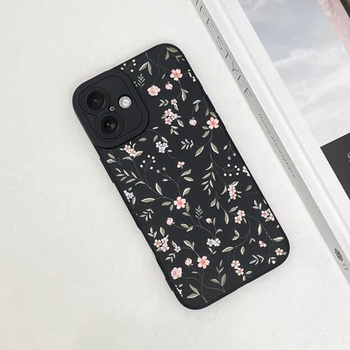LSL Funda para iPhone 13, diseño de flores moradas, diseño de estampado de flores, TPU suave, lente de cámara completa, anti-caídas, antiarañazos, a prueba de golpes, funda protectora delgada para