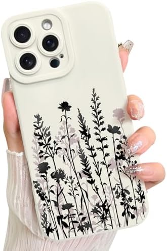 LSL Funda para iPhone 13, diseño de flores moradas, diseño de estampado de flores, TPU suave, lente de cámara completa, anti-caídas, antiarañazos, a prueba de golpes, funda protectora delgada para