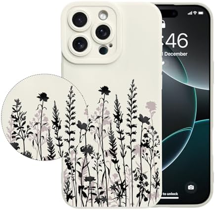 LSL Funda para iPhone 13, diseño de flores moradas, diseño de estampado de flores, TPU suave, lente de cámara completa, anti-caídas, antiarañazos, a prueba de golpes, funda protectora delgada para