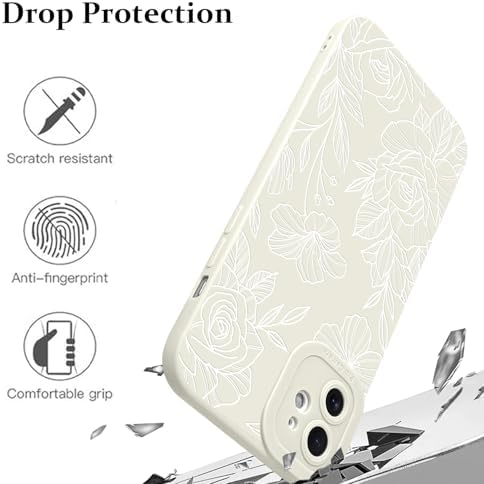 LSL Funda para iPhone 13, diseño de flores moradas, diseño de estampado de flores, TPU suave, lente de cámara completa, anti-caídas, antiarañazos, a prueba de golpes, funda protectora delgada para