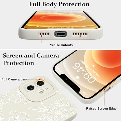 LSL Funda para iPhone 13, diseño de flores moradas, diseño de estampado de flores, TPU suave, lente de cámara completa, anti-caídas, antiarañazos, a prueba de golpes, funda protectora delgada para