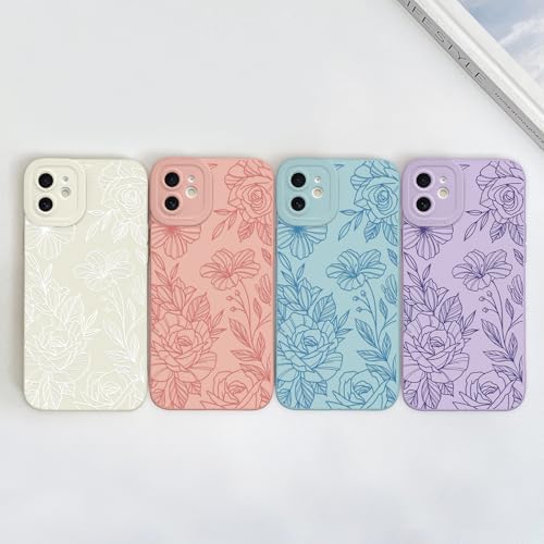 LSL Funda para iPhone 13, diseño de flores moradas, diseño de estampado de flores, TPU suave, lente de cámara completa, anti-caídas, antiarañazos, a prueba de golpes, funda protectora delgada para