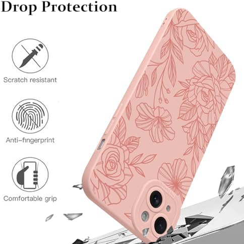 LSL Funda para iPhone 13, diseño de flores moradas, diseño de estampado de flores, TPU suave, lente de cámara completa, anti-caídas, antiarañazos, a prueba de golpes, funda protectora delgada para