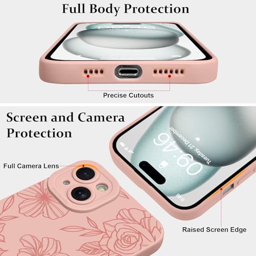 LSL Funda para iPhone 13, diseño de flores moradas, diseño de estampado de flores, TPU suave, lente de cámara completa, anti-caídas, antiarañazos, a prueba de golpes, funda protectora delgada para