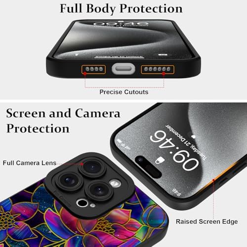 LSL Funda para iPhone 13, diseño de flores moradas, diseño de estampado de flores, TPU suave, lente de cámara completa, anti-caídas, antiarañazos, a prueba de golpes, funda protectora delgada para