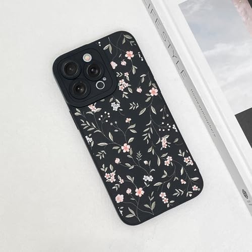 LSL Funda para iPhone 13, diseño de flores moradas, diseño de estampado de flores, TPU suave, lente de cámara completa, anti-caídas, antiarañazos, a prueba de golpes, funda protectora delgada para