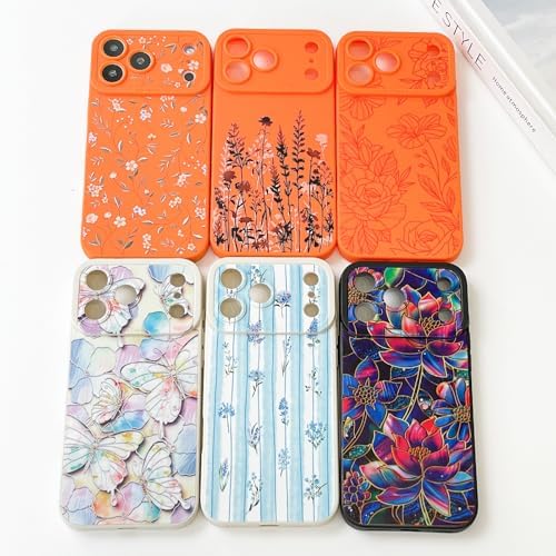 LSL Funda para iPhone 13, diseño de flores moradas, diseño de estampado de flores, TPU suave, lente de cámara completa, anti-caídas, antiarañazos, a prueba de golpes, funda protectora delgada para