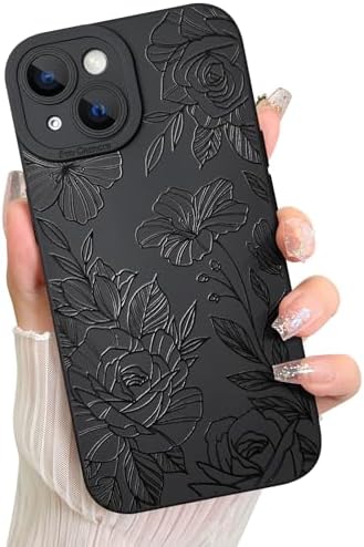 LSL Funda para iPhone 13, diseño de flores moradas, diseño de estampado de flores, TPU suave, lente de cámara completa, anti-caídas, antiarañazos, a prueba de golpes, funda protectora delgada para