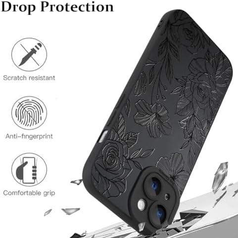 LSL Funda para iPhone 13, diseño de flores moradas, diseño de estampado de flores, TPU suave, lente de cámara completa, anti-caídas, antiarañazos, a prueba de golpes, funda protectora delgada para
