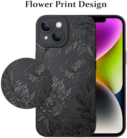 LSL Funda para iPhone 13, diseño de flores moradas, diseño de estampado de flores, TPU suave, lente de cámara completa, anti-caídas, antiarañazos, a prueba de golpes, funda protectora delgada para