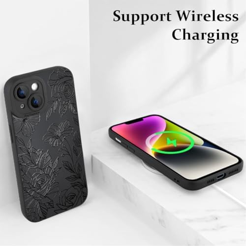 LSL Funda para iPhone 13, diseño de flores moradas, diseño de estampado de flores, TPU suave, lente de cámara completa, anti-caídas, antiarañazos, a prueba de golpes, funda protectora delgada para