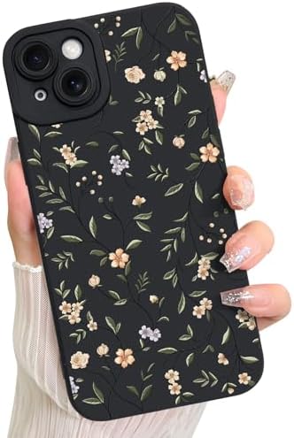 LSL Funda para iPhone 13, diseño de flores moradas, diseño de estampado de flores, TPU suave, lente de cámara completa, anti-caídas, antiarañazos, a prueba de golpes, funda protectora delgada para