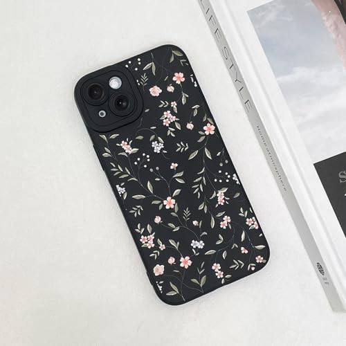 LSL Funda para iPhone 13, diseño de flores moradas, diseño de estampado de flores, TPU suave, lente de cámara completa, anti-caídas, antiarañazos, a prueba de golpes, funda protectora delgada para