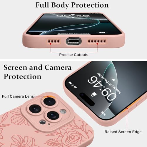 LSL Funda para iPhone 13, diseño de flores moradas, diseño de estampado de flores, TPU suave, lente de cámara completa, anti-caídas, antiarañazos, a prueba de golpes, funda protectora delgada para