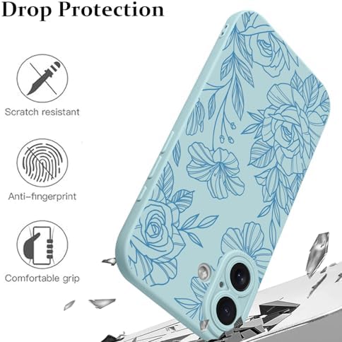 LSL Funda para iPhone 13, diseño de flores moradas, diseño de estampado de flores, TPU suave, lente de cámara completa, anti-caídas, antiarañazos, a prueba de golpes, funda protectora delgada para