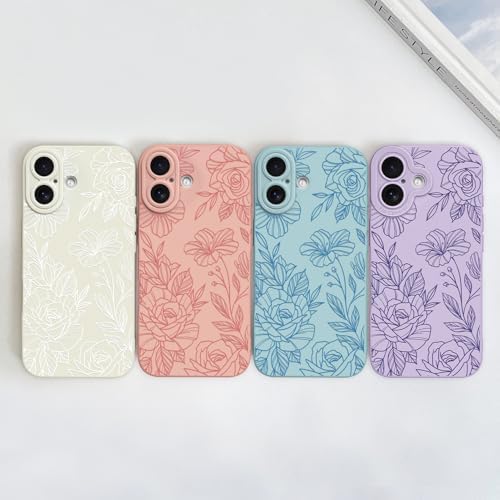 LSL Funda para iPhone 13, diseño de flores moradas, diseño de estampado de flores, TPU suave, lente de cámara completa, anti-caídas, antiarañazos, a prueba de golpes, funda protectora delgada para