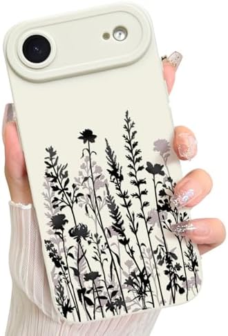 LSL Funda para iPhone 13, diseño de flores moradas, diseño de estampado de flores, TPU suave, lente de cámara completa, anti-caídas, antiarañazos, a prueba de golpes, funda protectora delgada para