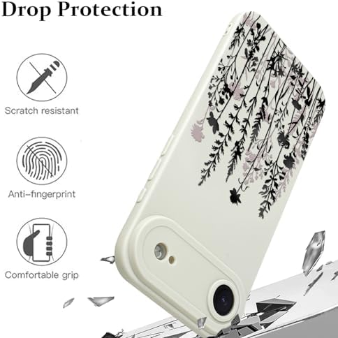 LSL Funda para iPhone 13, diseño de flores moradas, diseño de estampado de flores, TPU suave, lente de cámara completa, anti-caídas, antiarañazos, a prueba de golpes, funda protectora delgada para
