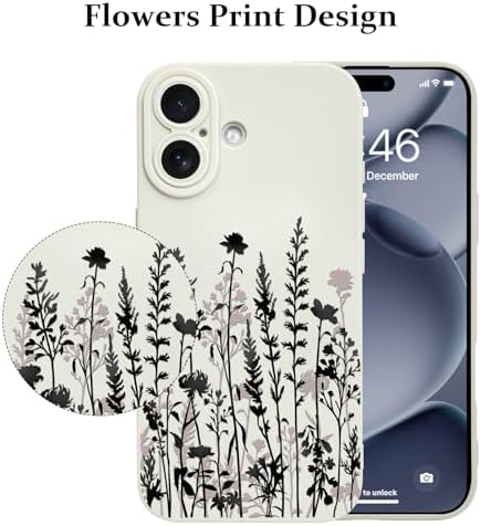 LSL Funda para iPhone 13, diseño de flores moradas, diseño de estampado de flores, TPU suave, lente de cámara completa, anti-caídas, antiarañazos, a prueba de golpes, funda protectora delgada para