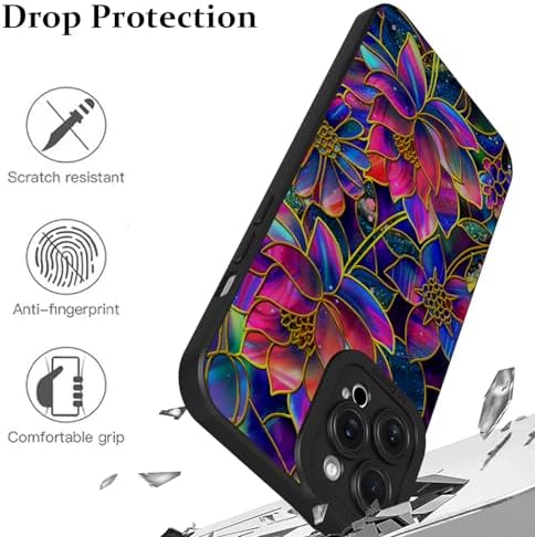 LSL Funda para iPhone 13, diseño de flores moradas, diseño de estampado de flores, TPU suave, lente de cámara completa, anti-caídas, antiarañazos, a prueba de golpes, funda protectora delgada para