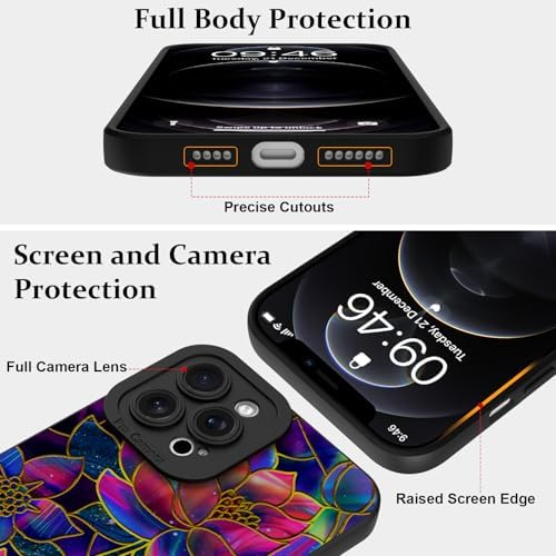 LSL Funda para iPhone 13, diseño de flores moradas, diseño de estampado de flores, TPU suave, lente de cámara completa, anti-caídas, antiarañazos, a prueba de golpes, funda protectora delgada para