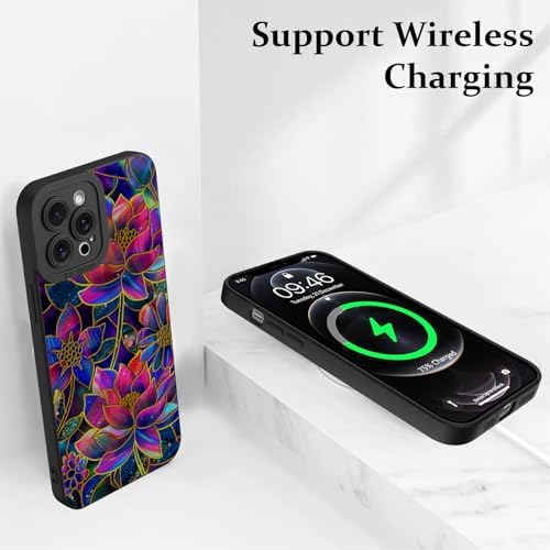 LSL Funda para iPhone 13, diseño de flores moradas, diseño de estampado de flores, TPU suave, lente de cámara completa, anti-caídas, antiarañazos, a prueba de golpes, funda protectora delgada para