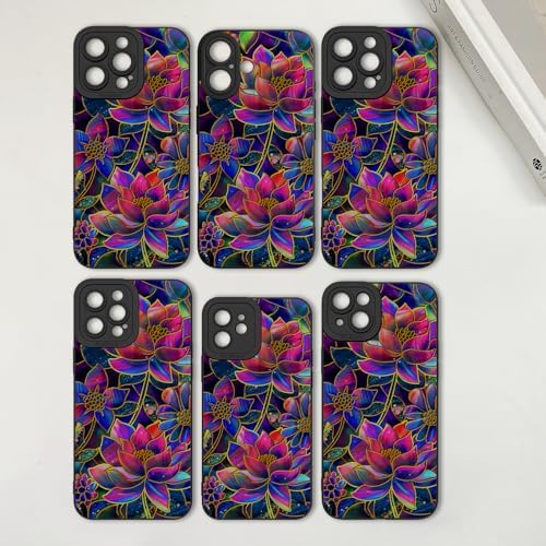 LSL Funda para iPhone 13, diseño de flores moradas, diseño de estampado de flores, TPU suave, lente de cámara completa, anti-caídas, antiarañazos, a prueba de golpes, funda protectora delgada para