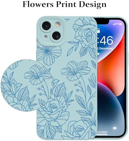 LSL Funda para iPhone 13, diseño de flores moradas, diseño de estampado de flores, TPU suave, lente de cámara completa, anti-caídas, antiarañazos, a prueba de golpes, funda protectora delgada para