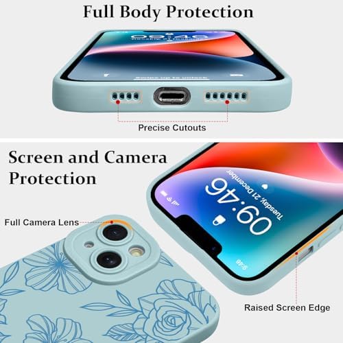 LSL Funda para iPhone 13, diseño de flores moradas, diseño de estampado de flores, TPU suave, lente de cámara completa, anti-caídas, antiarañazos, a prueba de golpes, funda protectora delgada para