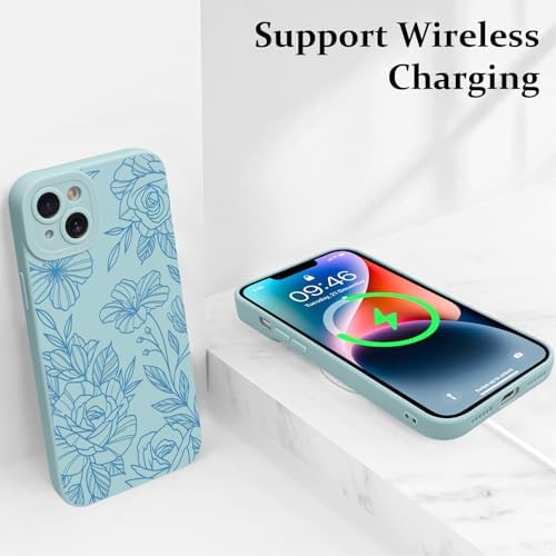 LSL Funda para iPhone 13, diseño de flores moradas, diseño de estampado de flores, TPU suave, lente de cámara completa, anti-caídas, antiarañazos, a prueba de golpes, funda protectora delgada para