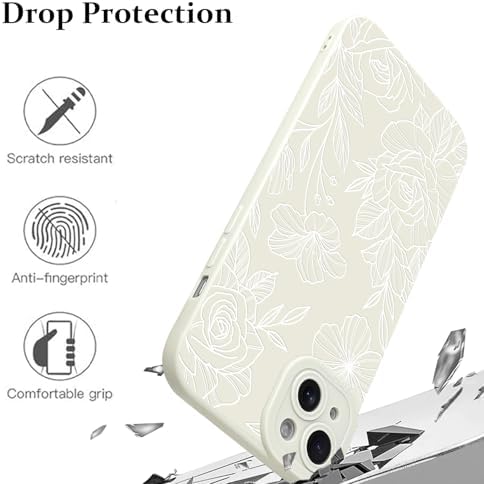 LSL Funda para iPhone 13, diseño de flores moradas, diseño de estampado de flores, TPU suave, lente de cámara completa, anti-caídas, antiarañazos, a prueba de golpes, funda protectora delgada para