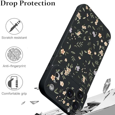 LSL Funda para iPhone 13, diseño de flores moradas, diseño de estampado de flores, TPU suave, lente de cámara completa, anti-caídas, antiarañazos, a prueba de golpes, funda protectora delgada para