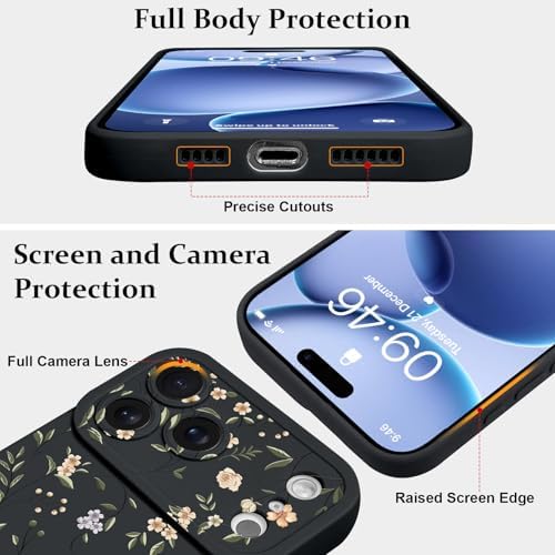 LSL Funda para iPhone 13, diseño de flores moradas, diseño de estampado de flores, TPU suave, lente de cámara completa, anti-caídas, antiarañazos, a prueba de golpes, funda protectora delgada para